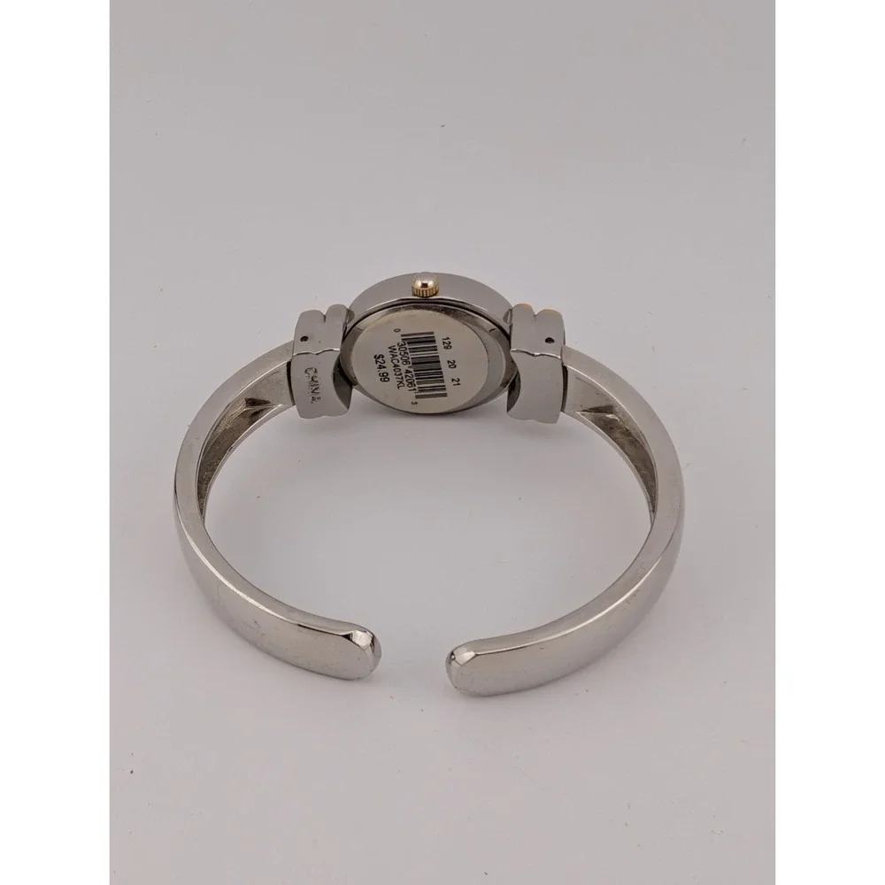 Vivani Watch Women 21mm Case Two Tone Hinge Bangle Band- New Battery